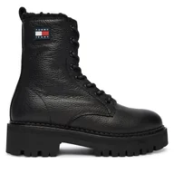 Botki damskie - Trapery Tommy Jeans Tjw Urban Laceup Boot Wl EN0EN02906 Czarny - miniaturka - grafika 1