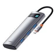 Adaptery i przejściówki - 7w1 HUB Adapter Metal Gleam Series USB-C do USB-C PD 3x USB-A HDMI SD TF szary - miniaturka - grafika 1