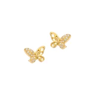 Biżuteria dla dzieci - Srebrne Pozłacane Kolczyki 925 Motyl białe cyrkonie - miniaturka - grafika 1