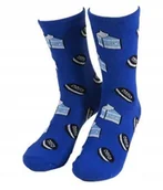 Skarpetki męskie - KOLOROWE SKARPETKI SKARPETY GRANATOWE MLEKO OREO ŚMIESZNE WZORY PREZENT - miniaturka - grafika 1