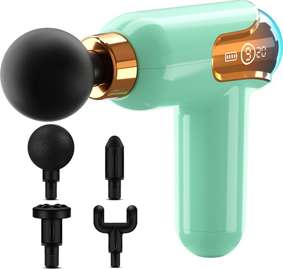 Verk Mini pistolet do masażu mocny masażer massage gun przenośny + 4 końcówki Mini pistolet do masażu mocny masażer massage gun przenośny + 4 końcówki