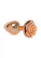 Korki analne - Boss Series Jewellery Red Gold Plug Rose Peach - Korek analny z ozdobnym kwiatem Beżowy  << DYSKRETNIE   |   DOSTAWA 24h   |  GRATISY - miniaturka - grafika 1