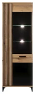 Witryny - Witryna Wysoka Prawa Aris As08 68X194X39 Cm Dąb Evoke / Czarna W Połysku - miniaturka - grafika 1