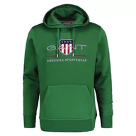 Bluzy męskie - GANT Męska bluza z kapturem REG Archive Shield Hoodie bluza z kapturem, zielona (lavish Green), standardowa, Lavish Green - miniaturka - grafika 1