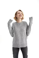 Swetry damskie - DeFacto Sweter normalny krój dla kobiet – sweter z golfem na topy damski (szary melanż, 3XL), szary melanż, 3XL - miniaturka - grafika 1