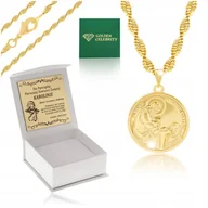 Biżuteria dla dzieci - ZŁOTY ŁAŃCUSZEK + MEDALIK MATKA BOSKA+GRAWER PAMIĄTKA PIERWSZEJ KOMUNII ŚW. - miniaturka - grafika 1