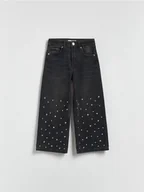 Spodnie i spodenki dla dziewczynek - Reserved - GIRLS` JEANS TROUSERS - czarny - miniaturka - grafika 1