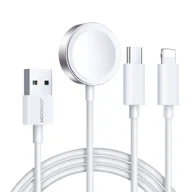 Kable USB - Joyroom Kabel 3 w 1 USB-A do USB-C / Lightning / Apple Watch Magnetic 3.5A, 1.2m, biały - miniaturka - grafika 1