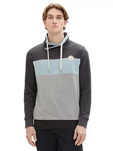 Męska bluza z kapturem TOM TAILOR z blokami kolorów, 11086-Ciemnoszary melanż, XL - Bluzy męskie - miniaturka - grafika 1