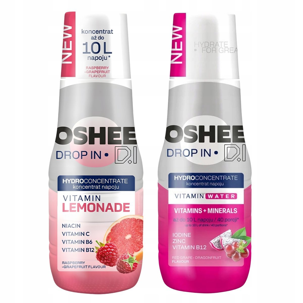 Koncentraty OSHEE Drop In Lemonade Malina Grejpfrut + Smoczy Owoc 2x 500 ml