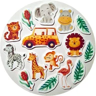 Dodatki do ciast w proszku - Zestaw na tort topper zwierzątka safari 15 elem. 2D - miniaturka - grafika 1