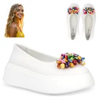 Półbuty damskie - Buty Damskie SKÓRZANE FILIPPO Wygodne Białe Eleganckie Półbuty wsuwane 39 - miniaturka - grafika 1