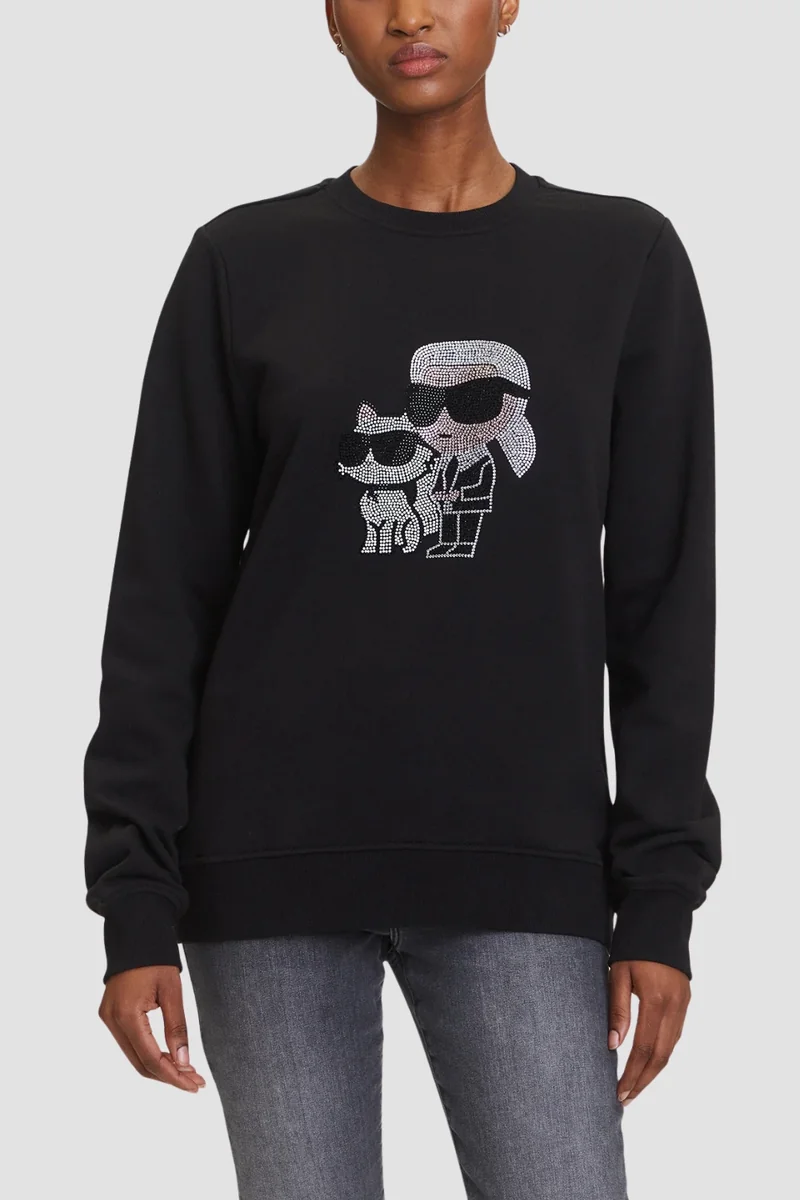 KARL LAGERFELD Czarna damska bluza z cyrkoniami Ikon Rs Duo M