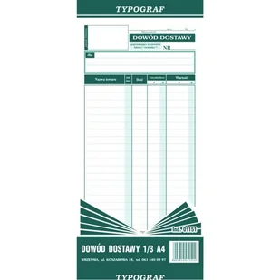 Typograf Druk Dowód Dostawy 1/3 A4 1151 TP050 - Druki akcydensowe - miniaturka - grafika 2