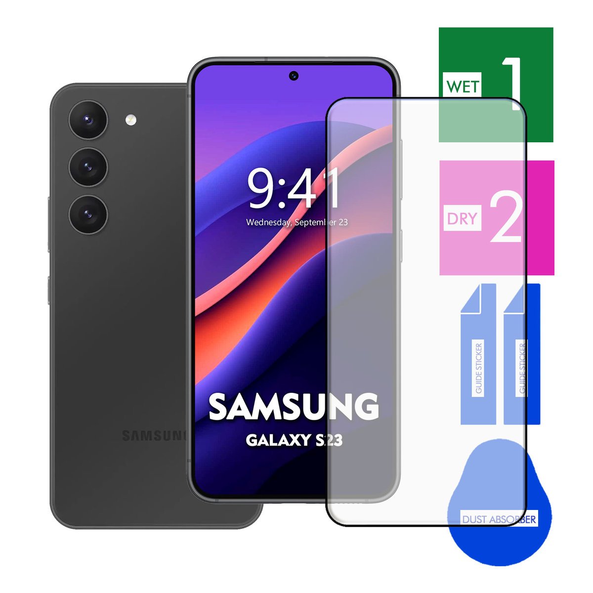 SZKŁO HARTOWANE DO SAMSUNG GALAXY S23 NA TELEFON PEŁNE CAŁY EKRAN 9H 5D