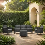 Meble ogrodowe - Zestaw mebli ogrodowych Venezia 5 osobowy grafitowy - miniaturka - grafika 1