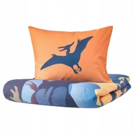 Pościel dla dzieci - Komplet pościeli Ikea Jattelik, odcienie niebieskiego/pomarańczowego, 150x200/50x60 cm - miniaturka - grafika 1