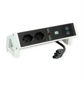 Listwy zasilające - BACHMANN DESK2 2xCH 1xUSB A/C 22W, 0,2m GST18 RAL9010 Szwajcaria - miniaturka - grafika 1