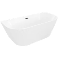 Wanny - Mexen Oris wanna wolnostojąca przyścienna ryflowana 150 x 75 cm, biała, przelew czarny - 52871507500-70 - miniaturka - grafika 1