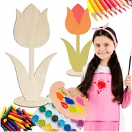 Zabawki kreatywne - Tulipan drewniany Figurka ze sklejki 25cm Kwiatek do malowania ozdabiania - miniaturka - grafika 1