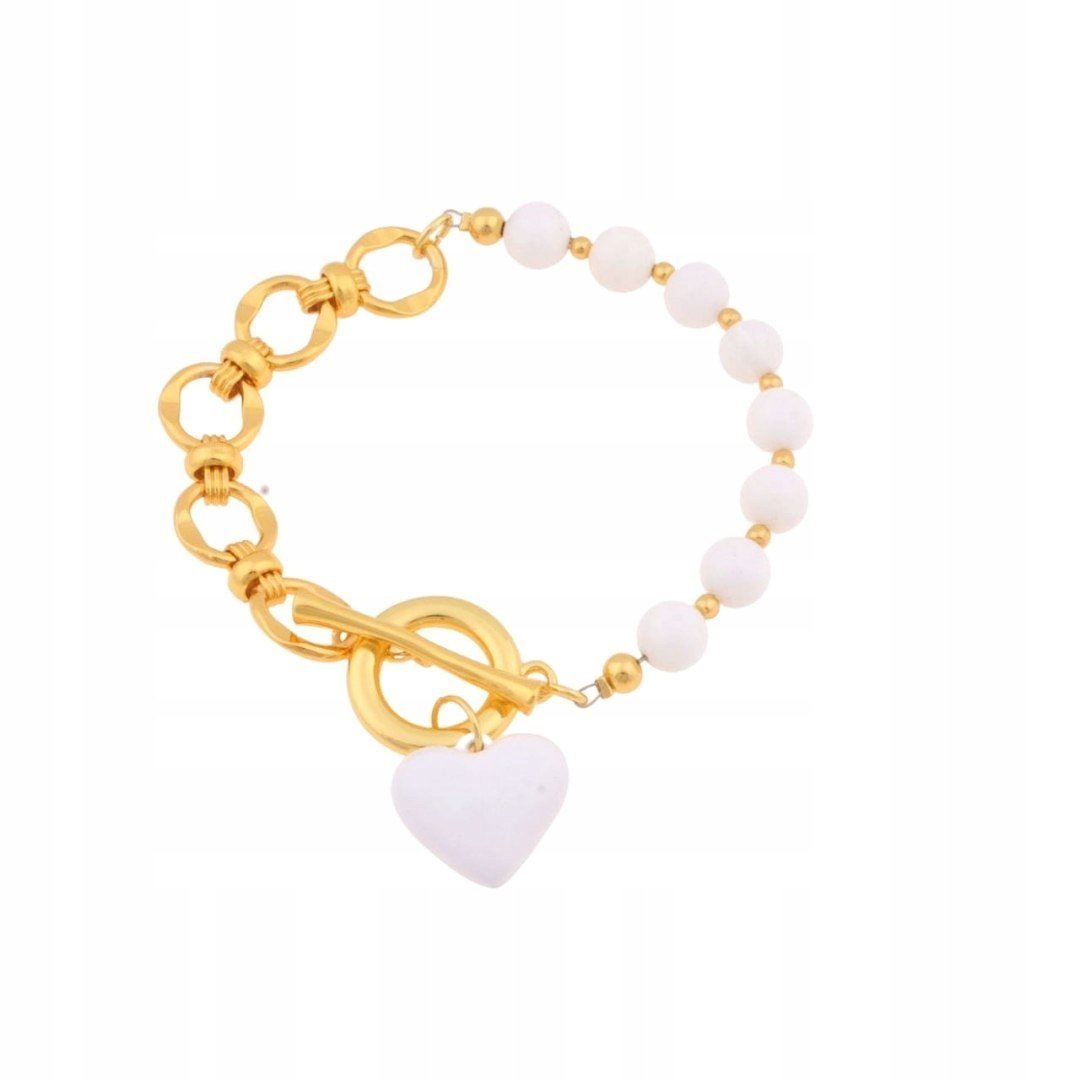Bransoletka Białe Kamienie I Serce (B22/Kor/109Au)