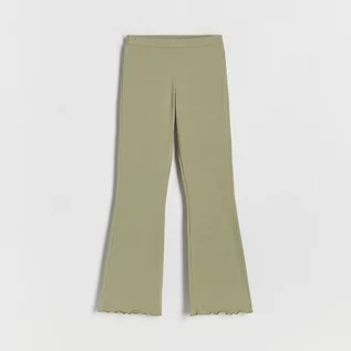 Spodnie i spodenki dla dziewczynek - Bawelniane spodnie flare - Zielony - grafika 1