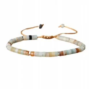 Bransoletka Damska Koraliki Kamień Naturalny Amazonit 2 x 4 mm Regulowany - Bransoletki - miniaturka - grafika 1