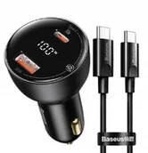 Ładowarki samochodowe - Baseus ładowarka samochodowa Superme PD 100W 1x USB 1x USB-C czarna + kabel - miniaturka - grafika 1