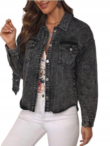 SHEIN KURTKA DAMSKA JEANSOWA SZARA CASUAL 34 ŁRG