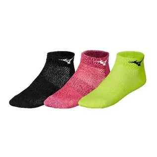 Skarpetki damskie - Mizuno, Skarpety Training Mid 3 Pack U, limonkowe/ fuksjowe/czarne, rozmiar M - grafika 1