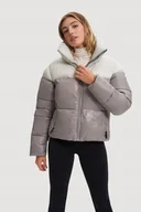 Kurtki damskie - Damska kurtka puchowa Noize Lotte Cropped Puffer Bomber Szaro-beżowa S - miniaturka - grafika 1