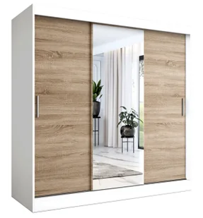 Szafa przesuwna biały + dąb sonoma 200 cm P4-T48 - Szafy - miniaturka - grafika 1
