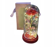 Sztuczne kwiaty - WIECZNA RÓŻA W SZKLE ŚWIECĄCA LED PREZENT PUDEŁKO WALENTYNKI DZIEŃ KOBIET - miniaturka - grafika 1