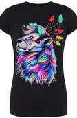 Koszulki i topy damskie - Lew Kolorowy Damski T-shirt Modny Nadruk Rozm.XXL - miniaturka - grafika 1