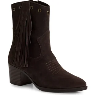 Botki damskie brązowe Marco Tozzi 25363 kowbojki skórzane na obcasie-38 - Botki damskie - miniaturka - grafika 1
