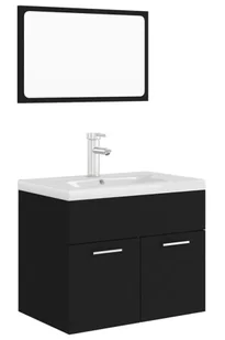 Nowoczesny czarny zestaw łazienkowy z umywalką 60 cm Wower - Meble łazienkowe - miniaturka - grafika 1