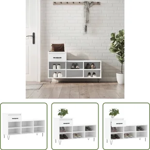 The Living Store Stojak na buty Biały 102x36x60 cm Materiał drewnopochodny - Szafki na buty The Living Store Stojak na buty Biały 102x36x60 cm Materiał drewnopochodny - Szafki na buty - miniaturka - grafika 1