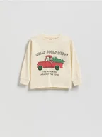 Bluzy i sweterki niemowlęce - Reserved - Świąteczny longsleeve Mickey Mouse - złamana biel - miniaturka - grafika 1