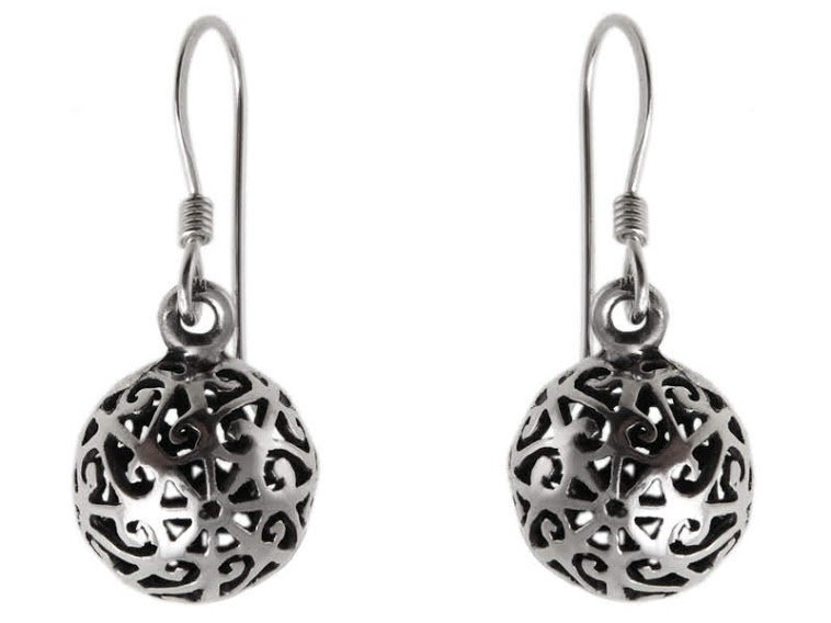 Kolczyki srebrne 925 ażurowe kule k2437