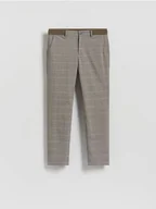 Spodnie męskie - Reserved - Spodnie chino slim w kratę - beżowy - miniaturka - grafika 1