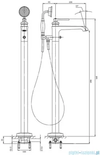 Omnires Armance bateria wannowa wolnostojąca mosiądz szczotkowany AM5233BSB | - Baterie umywalkowe - miniaturka - grafika 2