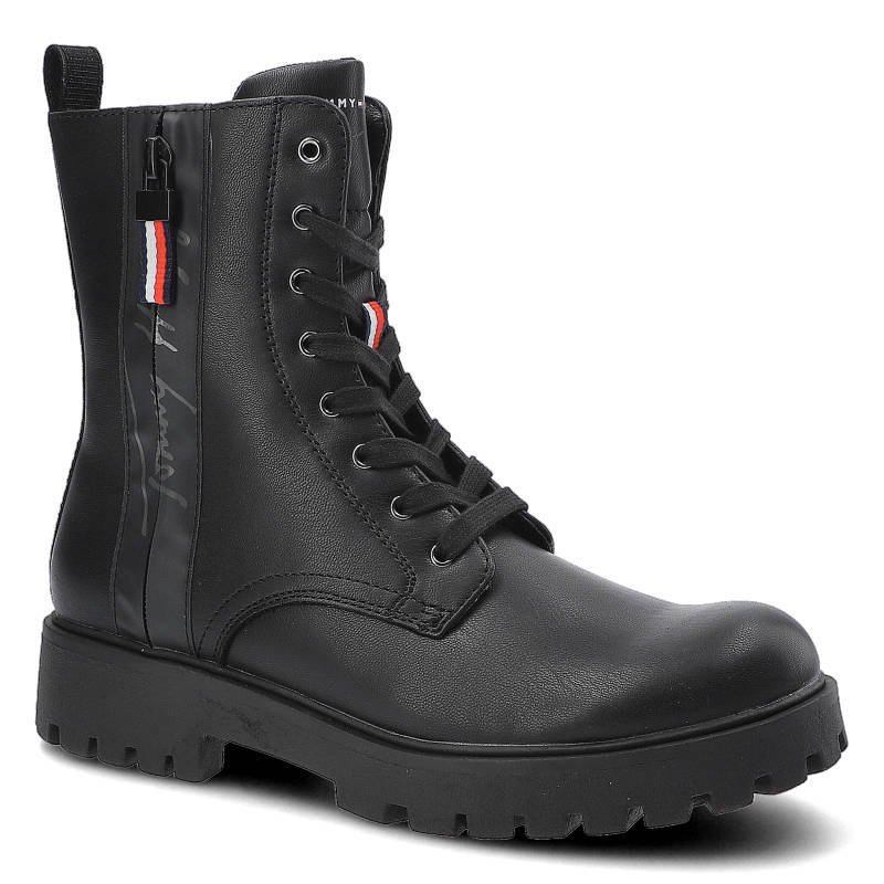 Czarne Botki Tommy Hilfiger Damskie Modne Obuwie