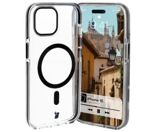 Bizon Etui z pierścieniem magnetycznym Case Marco do iPhone 15, przezroczyste z czarną ramką - Etui i futerały do telefonów - miniaturka - grafika 1