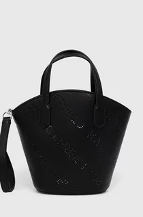 Torebki damskie - KARL Lagerfeld Lagerfeld torebka skórzana kolor czarny - grafika 1