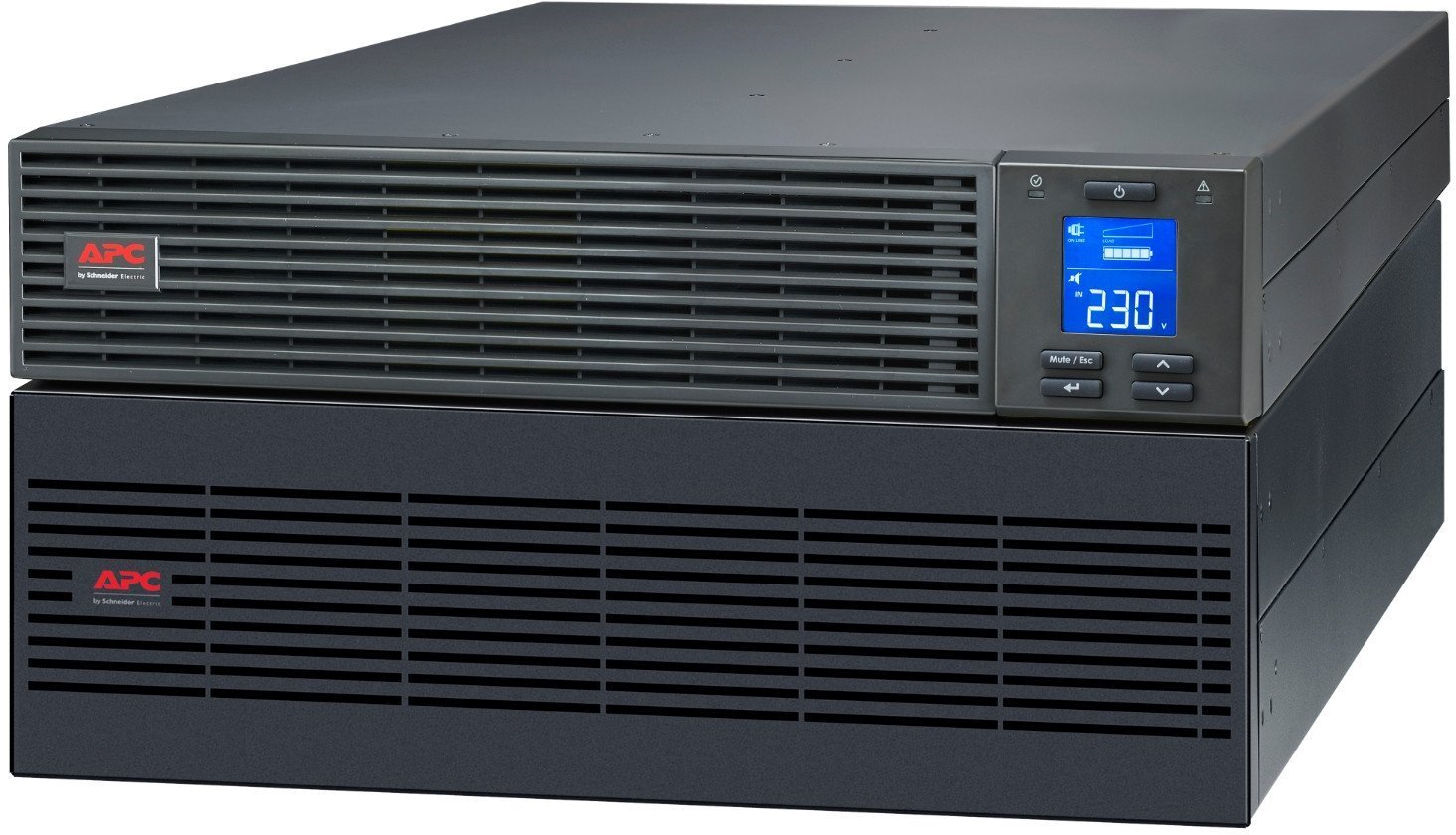 UPS APC APC Easy UPS On-Line SRV - USV Rack - einbaufahig - Wechselstrom 230 V - 5000 Watt - 5000 VA - 9 Ah - USB, RS-232 - Ausgangsanschlusse: 1 - 5U - RAL 7010 - mit Rail-Kit SRV5KRILRK