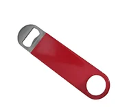 Korkociągi i otwieracze - Otwieracz ze stali nierdzewnej płaski z zawieszką Otwieracz czerwony powlekany - miniaturka - grafika 1