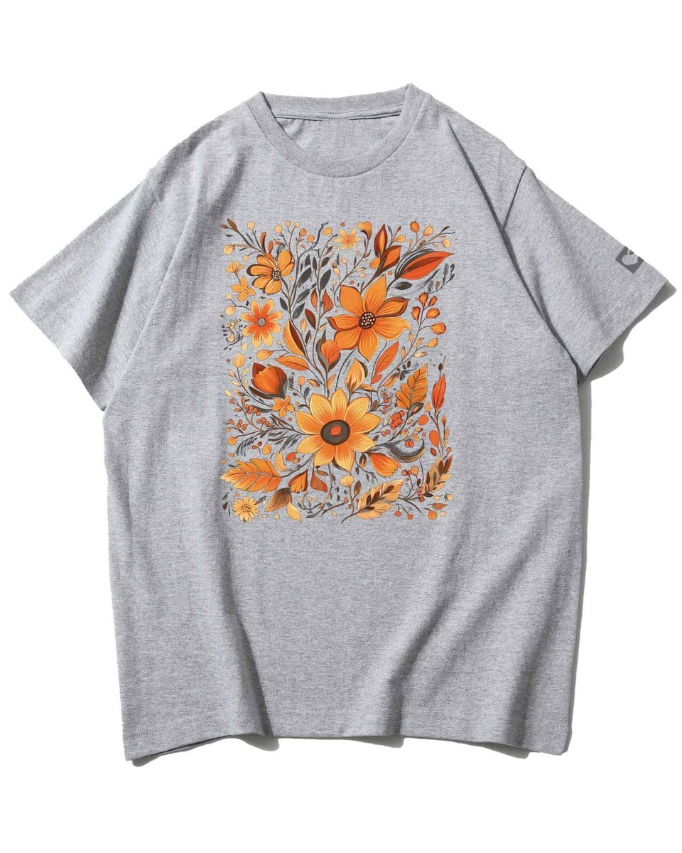 Koszulka oversize Jesienne Kwiaty Piękno na Prezent Szara 3XL