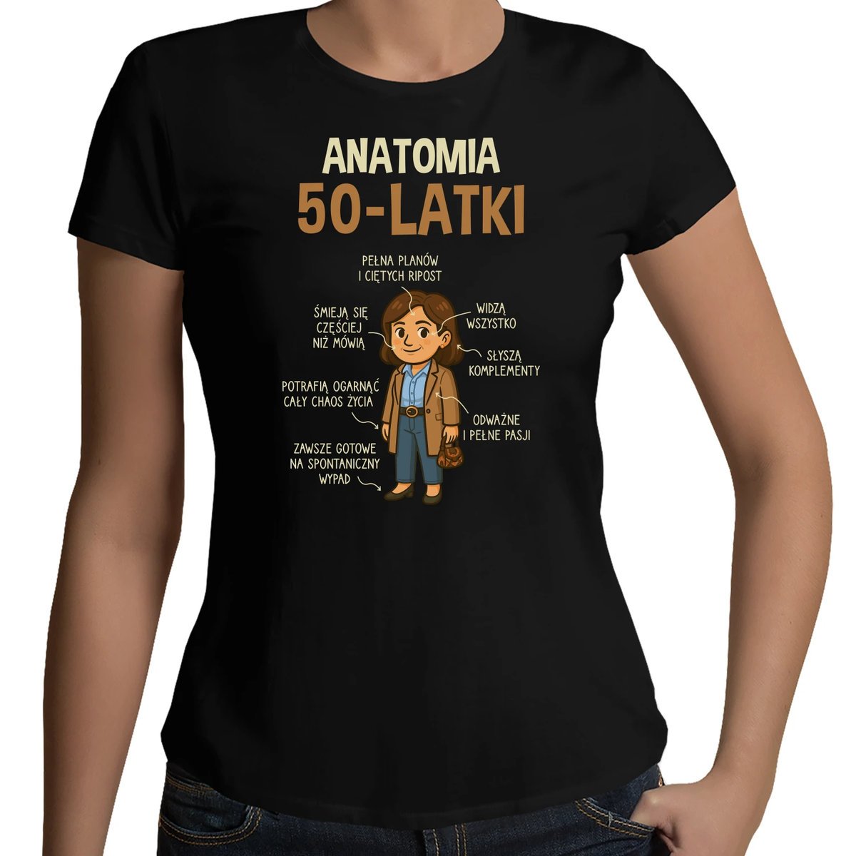 Anatomia 50-latki - damska koszulka na prezent na 50 urodziny