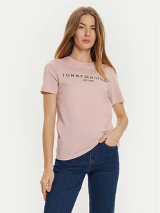 Tommy Hilfiger T-Shirt WW0WW40276 Różowy Regular Fit - Koszulki i topy damskie - miniaturka - grafika 1