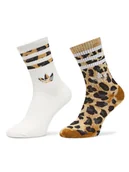 Skarpetki damskie - adidas Skarpety długie Leopard JV7855 Brązowy - miniaturka - grafika 1